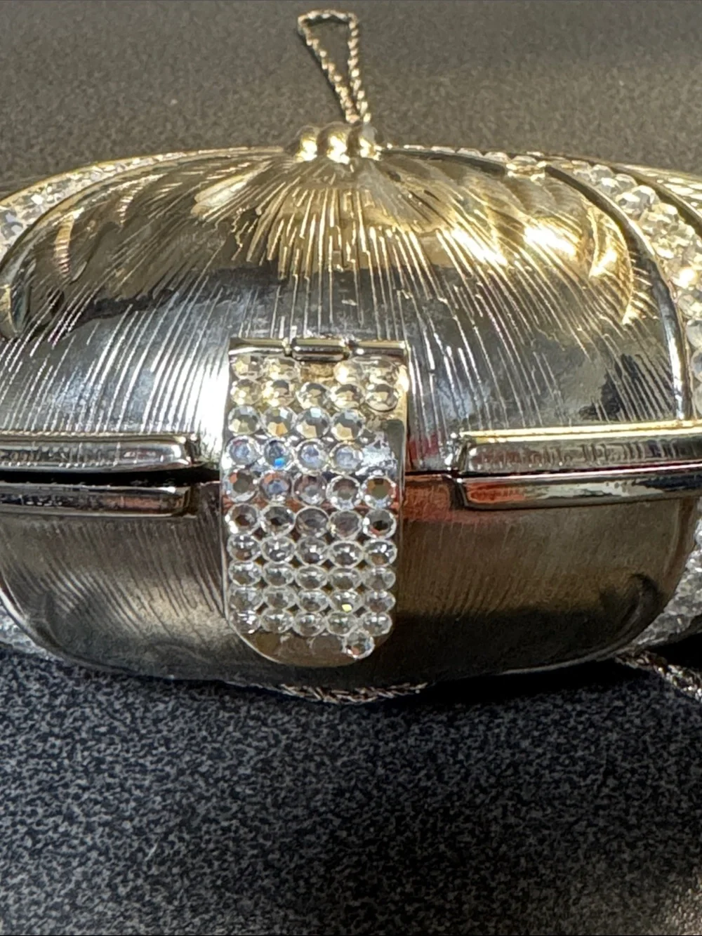 Metallic Silver Embellished Evening Clutch